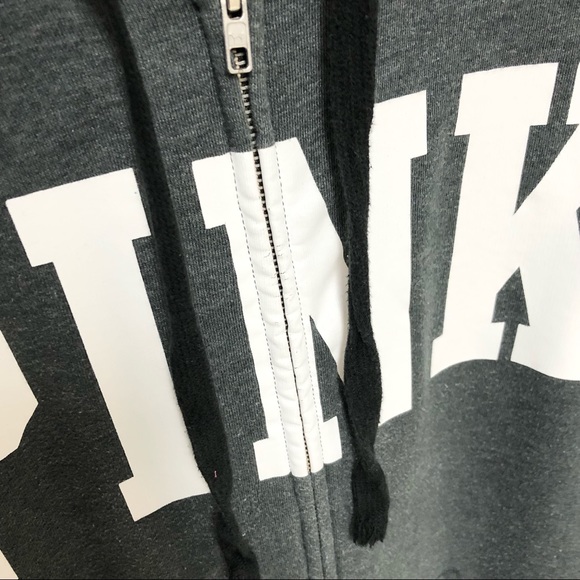 VS Pink Spell Out Full Zip Fleece Hoodie Sz M - Picture 5 of 8